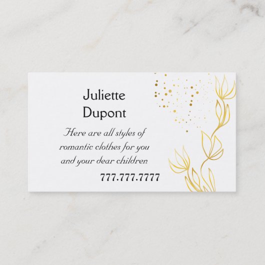 Stilvolle Tailor Dressmaker Goldhochzeit Salon Visitenkarte (Rückseite)