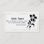 Stilvolle Tailor Dressmaker schwarz Visitenkarte (Rückseite)