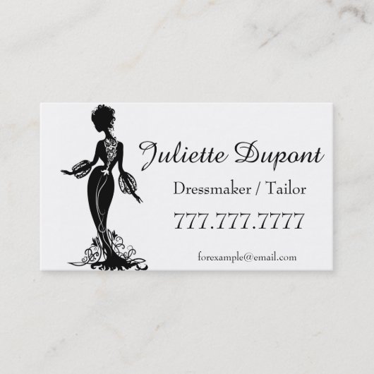 Stilvolle Tailor Dressmaker schwarz Visitenkarte (Vorderseite)