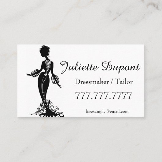 Stilvolle Tailor Dressmaker schwarz Visitenkarte (Vorderseite)