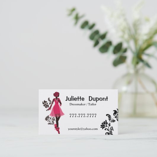 Stilvolle Tailor Dressmaker weiß Visitenkarte (Stehend Vorderseite)