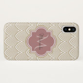 Stilvolle Tan Arched Scallops Mauve Monogram Name Case-Mate iPhone Hülle (Rückseite (Horizontal))