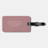 Stilvolle Tan Arched Scallops Mauve Monogram Name Gepäckanhänger (Rückseite horizontal)