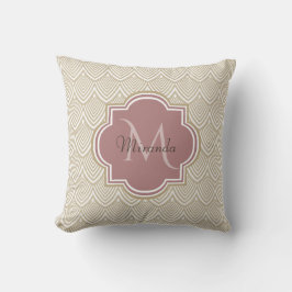 Stilvolle Tan Arched Scallops Mauve Monogram Name Kissen