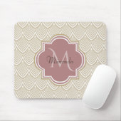 Stilvolle Tan Arched Scallops Mauve Monogram Name Mousepad (Mit Mouse)