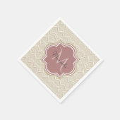 Stilvolle Tan Arched Scallops Mauve Monogram Name Serviette (Ecke)