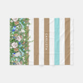 Stilvolle Tan- und Aqua-Flora und -Streifen mit Na Fleecedecke (Vorderseite (Horizontal))