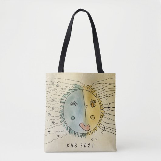 Stilvolle Tasche aus Sonne und Mond plus Sternen (Vorderseite)