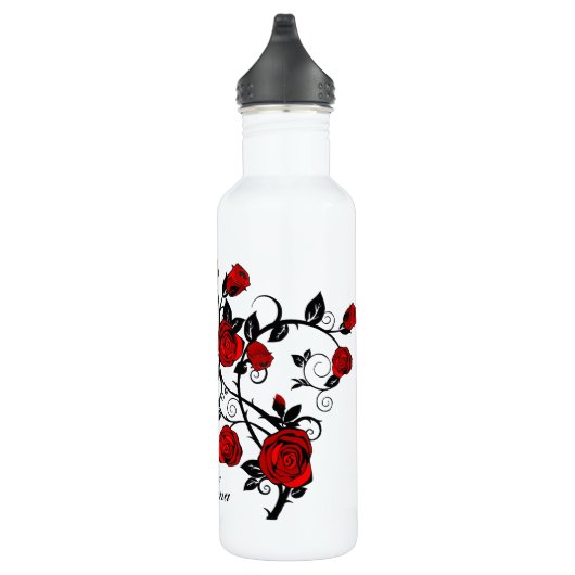 Stilvolle Tattoo-Rose Edelstahlflasche (Rechts)