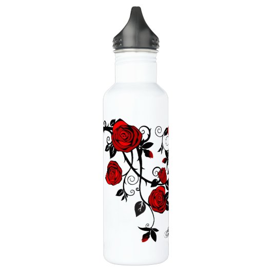 Stilvolle Tattoo-Rose Edelstahlflasche (Links)
