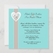 Stilvolle Taupe und Aqua Blue Wedding Einladung (Vorderseite)