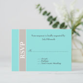 Stilvolle Taupe und Aqua Blue Wedding RSVP Card (Stehend Vorderseite)
