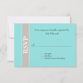 Stilvolle Taupe und Aqua Blue Wedding RSVP Card