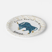 Stilvolle Taurus 1. Geburtstag & Gold Confetti Pappteller (Schrägansicht)