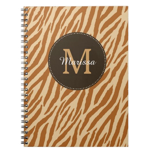 Stilvolle Tawny Brown Zebra Print Monogram und Nam Notizblock (Vorderseite)