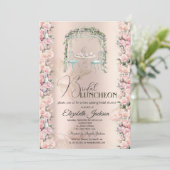 Stilvolle Tea Party Rose Bridal Luncheon Einladung (Stehend Vorderseite)