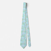 Stilvolle Teal Blumenmuster Krawatte (Vorderseite)