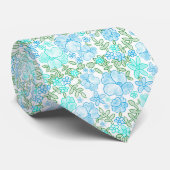 Stilvolle Teal Blumenmuster Krawatte (Gerollt)
