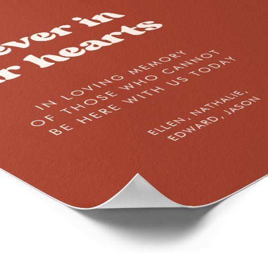 Stilvolle Terracotta Fur in unseren Herzen Zeichen Poster (Ecke)