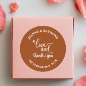Stilvolle Terracotta Love and Danke Wedding Runder Aufkleber