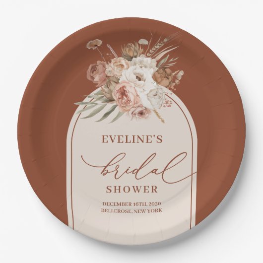 Stilvolle Terracotta Pampas Grass Boho Paper Telle Pappteller (Vorderseite)