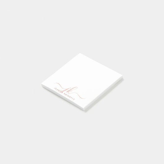 Stilvolle Terracotta Script Monogram Initials Post-it Klebezettel (angewinkelt)