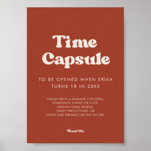 Stilvolle Terracotta Time Kapsel 1. Geburtstag Zei Poster