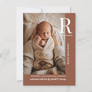 Stilvolle Terrakotta-Baby-Foto-Geburtsanzeige Ankündigung