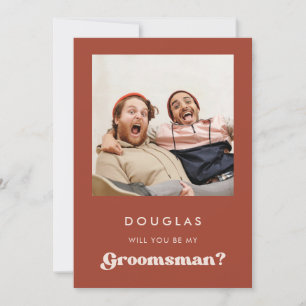Stilvolle Terrakotta-Will-you-be-my-groomsman-Kart Einladung