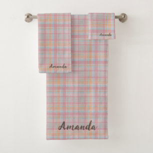 Stilvolle Text klassisch und rustikal tartan gemis Badhandtuch Set