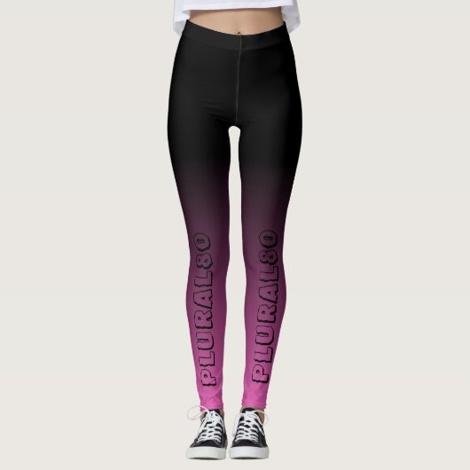 Stilvolle Textgradientenarbeit schwarz-rosa Leggings (Vorderseite)