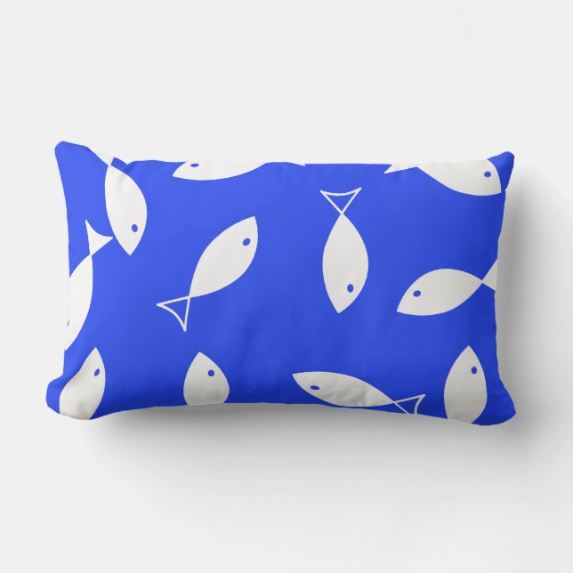 Stilvolle Theme Throw Kissen aus weißem Fisch (Vorderseite)