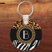 Stilvolle Tierprinzen Zebra und Leopard-Muster Schlüsselanhänger (Vorderseite)