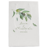 Stilvolle toskanische Aquarell Olive Blätter Zweig Mittlere Geschenktüte (Vorderseite)