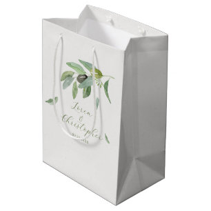 Stilvolle toskanische Aquarell Olive Blätter Zweig Mittlere Geschenktüte