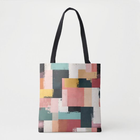 Stilvolle Tote Bag mit farbenfroher Geometrie Must Tasche (Vorderseite)