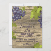 Stilvolle Trauben 21. Geburtstag Einladung (Vorderseite)