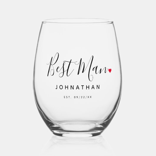 Stilvolle Trauzeuge-Hochzeitsgeschenk Weinglas Ohne Stiel (Vorderseite)