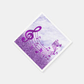 Stilvolle Treble Clef Musical Note Lila Glitzer Serviette (Ecke)