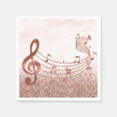 Stilvolle Treble Clef Musical Note Rose Gold Glitz Serviette (Vorderseite)