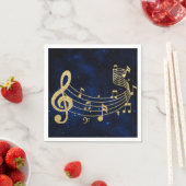 Stilvolle Treble Clef Musical Notes Blue Gold Serviette (Beispiel)