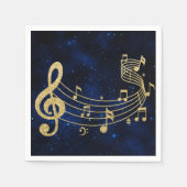 Stilvolle Treble Clef Musical Notes Blue Gold Serviette (Vorderseite)