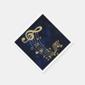 Stilvolle Treble Clef Musical Notes Blue Gold Serviette (Ecke)