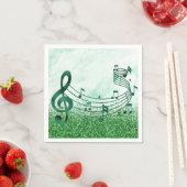 Stilvolle Treble Clef Musical Notes Green Glitzer Serviette (Beispiel)
