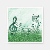Stilvolle Treble Clef Musical Notes Green Glitzer Serviette (Vorderseite)