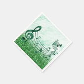 Stilvolle Treble Clef Musical Notes Green Glitzer Serviette (Ecke)