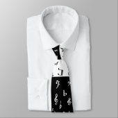 Stilvolle Treble Clef Wave Schwarz und Weiß Krawatte (Gebunden)