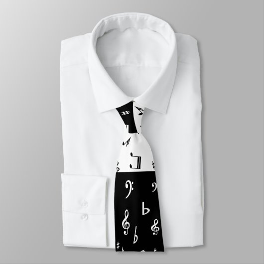 Stilvolle Treble Clef Wave Schwarz und Weiß Krawatte (Gebunden)