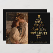 Stilvolle, trendige Black & Gold Foto Weihnachten (Vorne/Hinten)