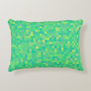 Stilvolle, trendige grüne Multicolor-Pixel-Muster Zierkissen